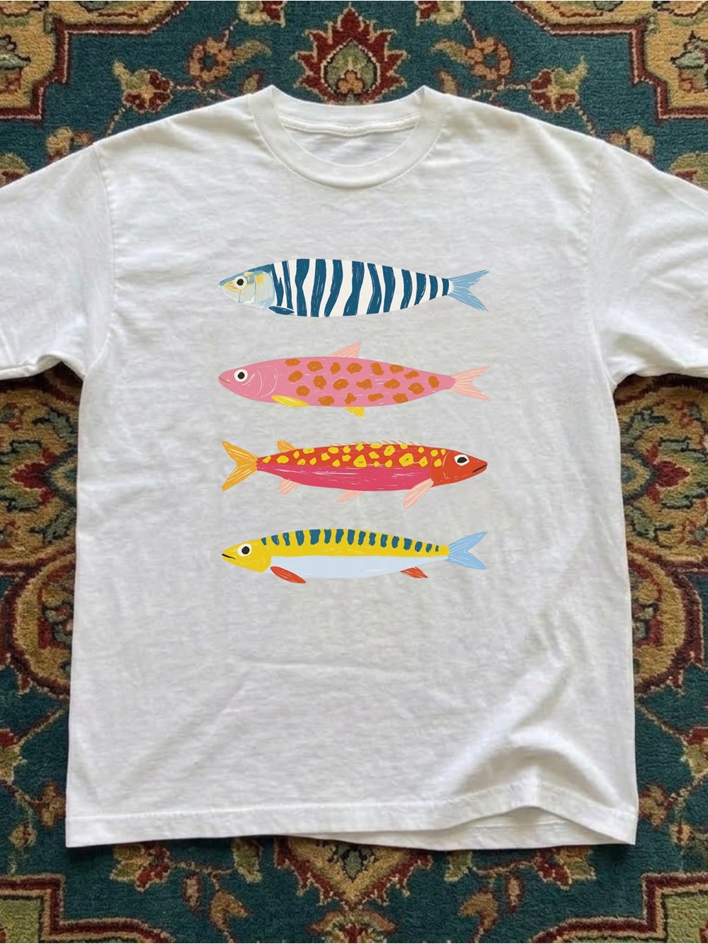 Colorful Fish White Tee